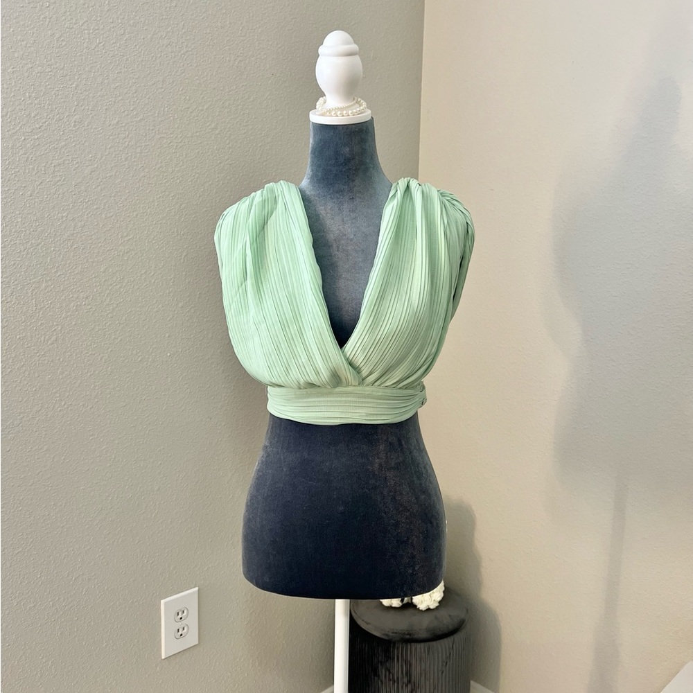 Forever 21 Mint Green Woven Cropped Tank Top